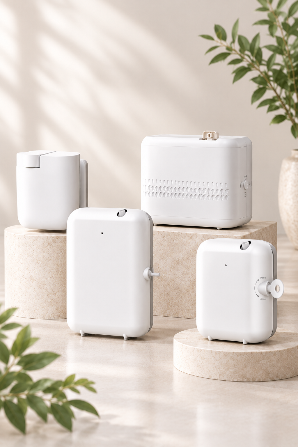 Aromatherapy diffusers styled for tranquil interiors